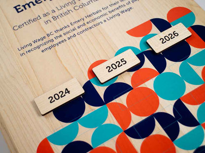 Certified Living Wage Plaque with Date Plates