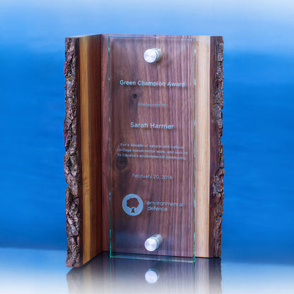 Living Edge Award - Chocolate Walnut & Glass Trophy